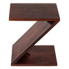 Mango Wood Side Table with Z Shaped Design Dark Oak Brown By The Urban Port UPT-262409