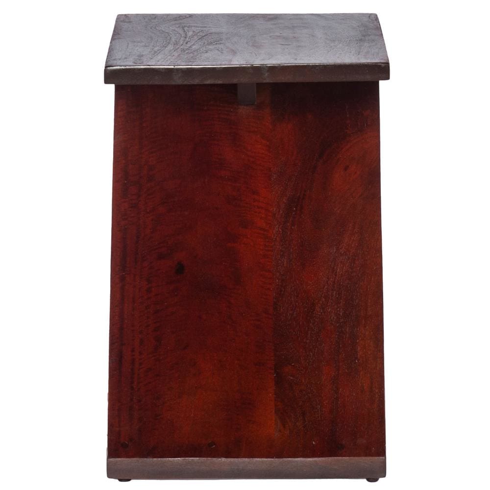 Mango Wood Side Table with Z Shaped Design Dark Oak Brown By The Urban Port UPT-262409