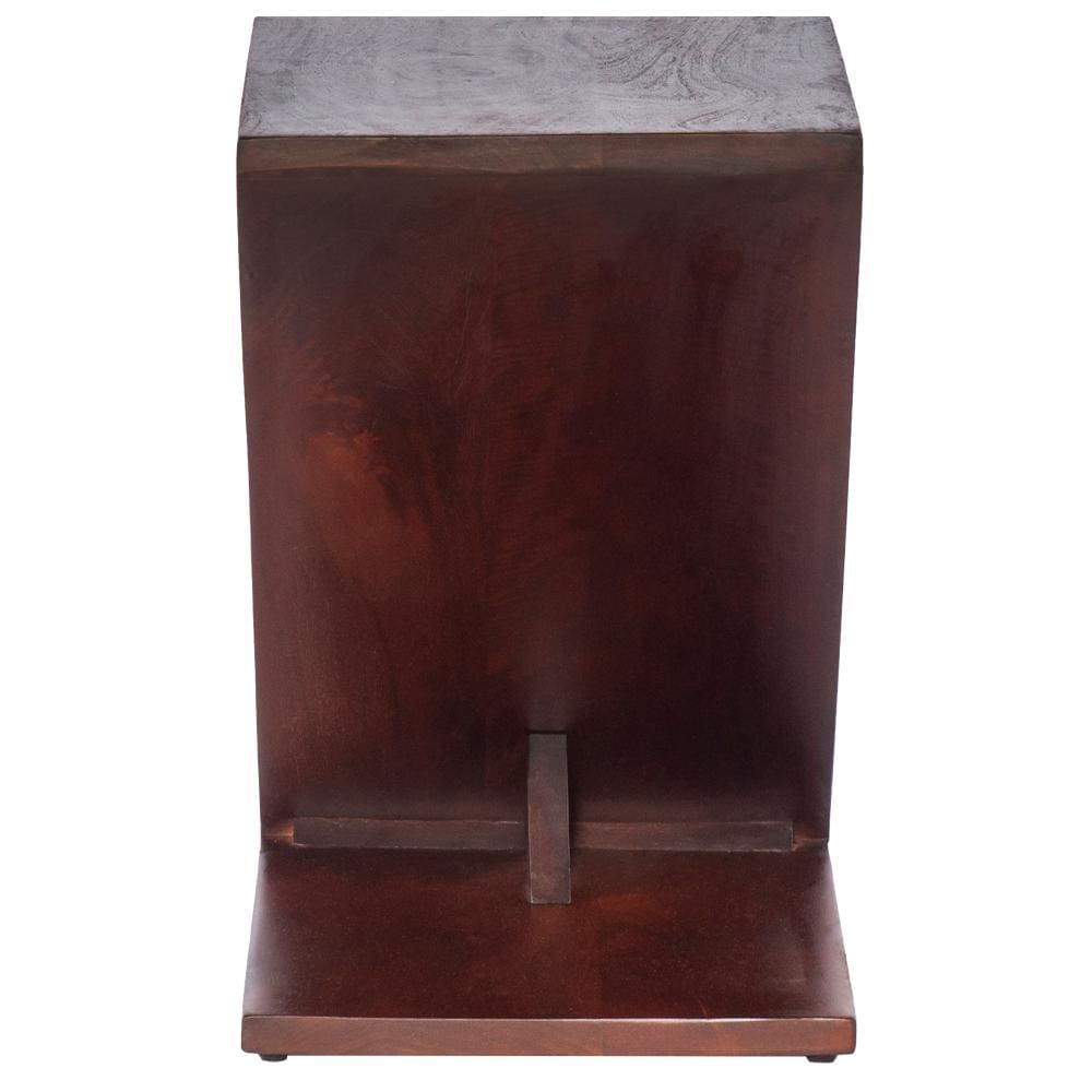 Mango Wood Side Table with Z Shaped Design Dark Oak Brown By The Urban Port UPT-262409