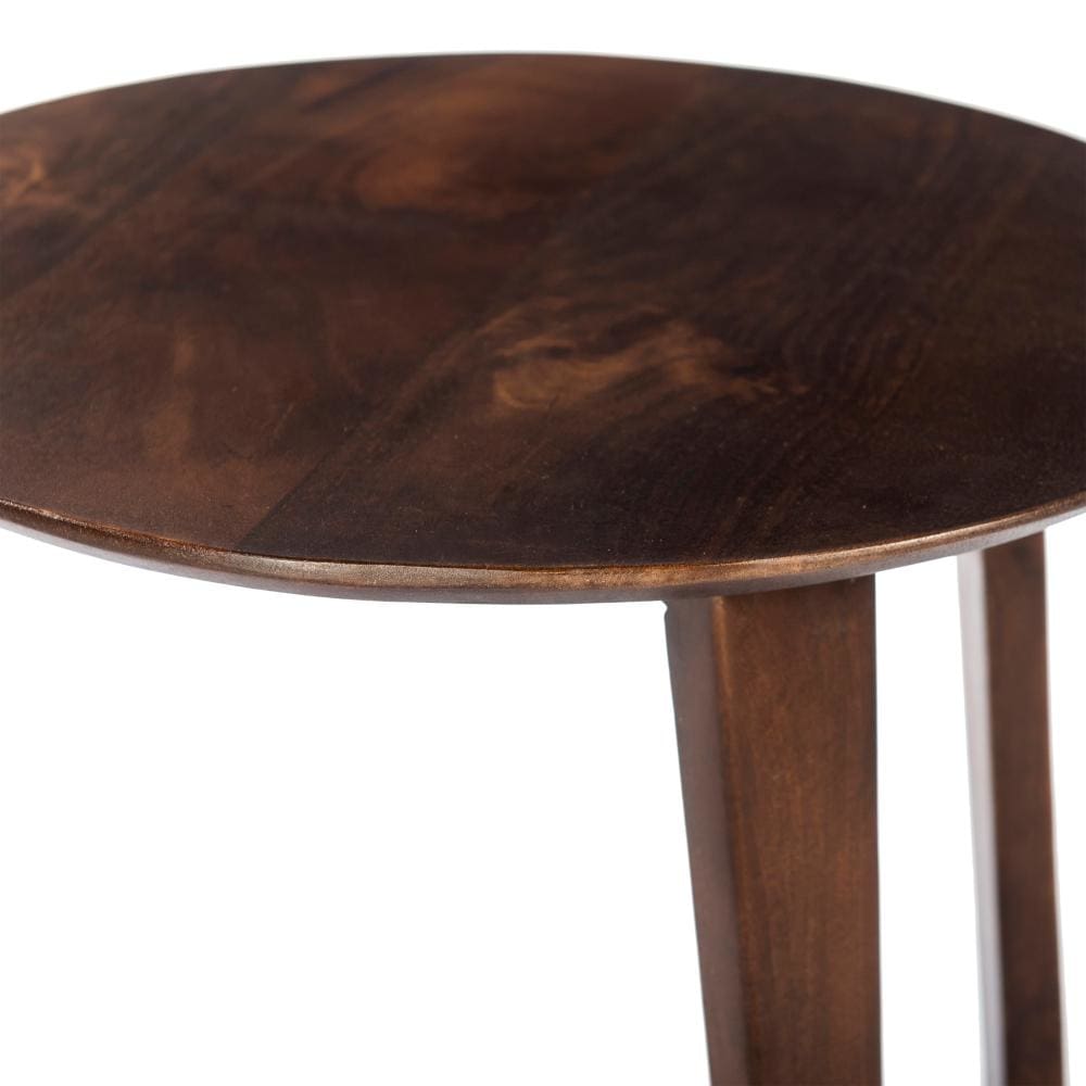 Mango Wood Round Side Table with and Cantilever Base Brown By The Urban Port UPT-262411