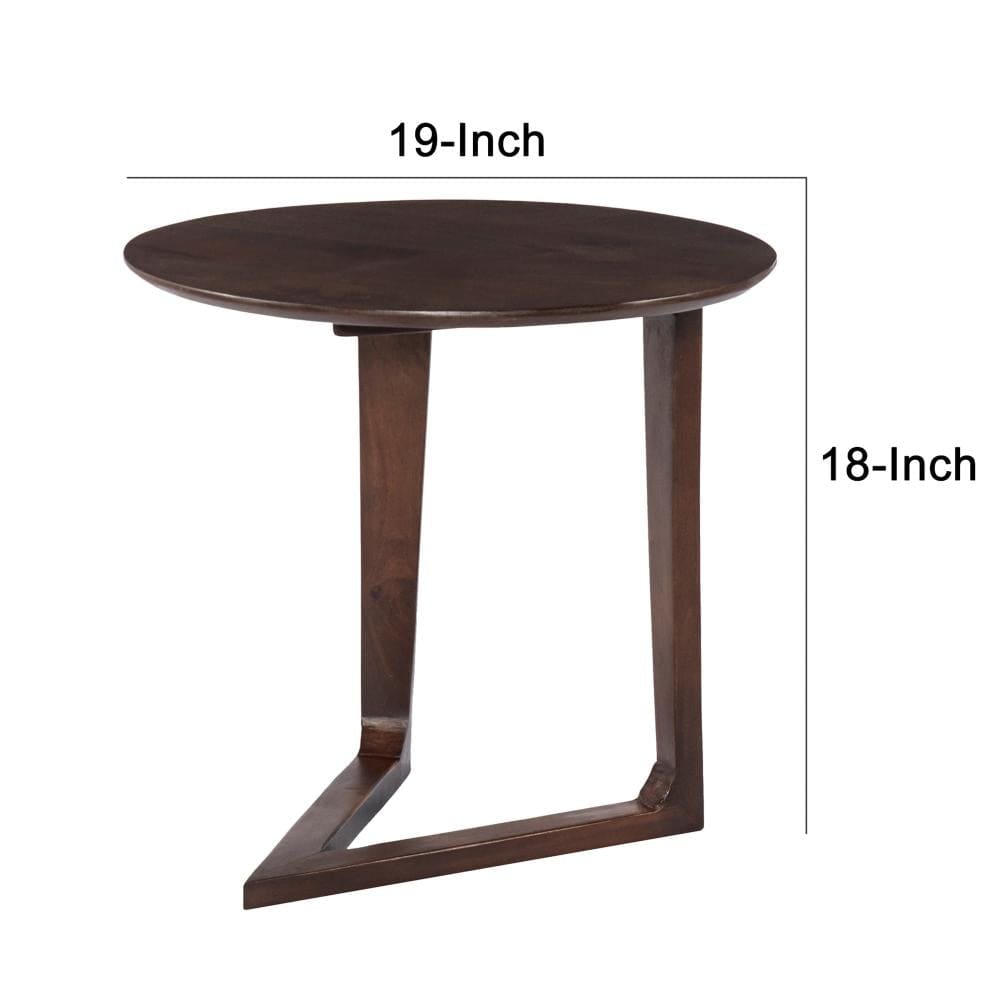 Mango Wood Round Side Table with and Cantilever Base Brown By The Urban Port UPT-262411