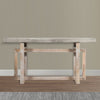 59 Inch Artisan Crafted Farmhouse Console Table with Geometric Interlocked Base Rustic Light Brown By The Urban Port UPT-262415