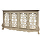 Storage Console with 4 Doors and Scrolled Mirror Trim Antique White and Silver By The Urban Port UPT-262894