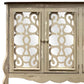 Storage Console with 4 Doors and Scrolled Mirror Trim Antique White and Silver By The Urban Port UPT-262894