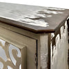 Storage Console with 4 Doors and Scrolled Mirror Trim Antique White and Silver By The Urban Port UPT-262894