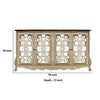 Storage Console with 4 Doors and Scrolled Mirror Trim Antique White and Silver By The Urban Port UPT-262894