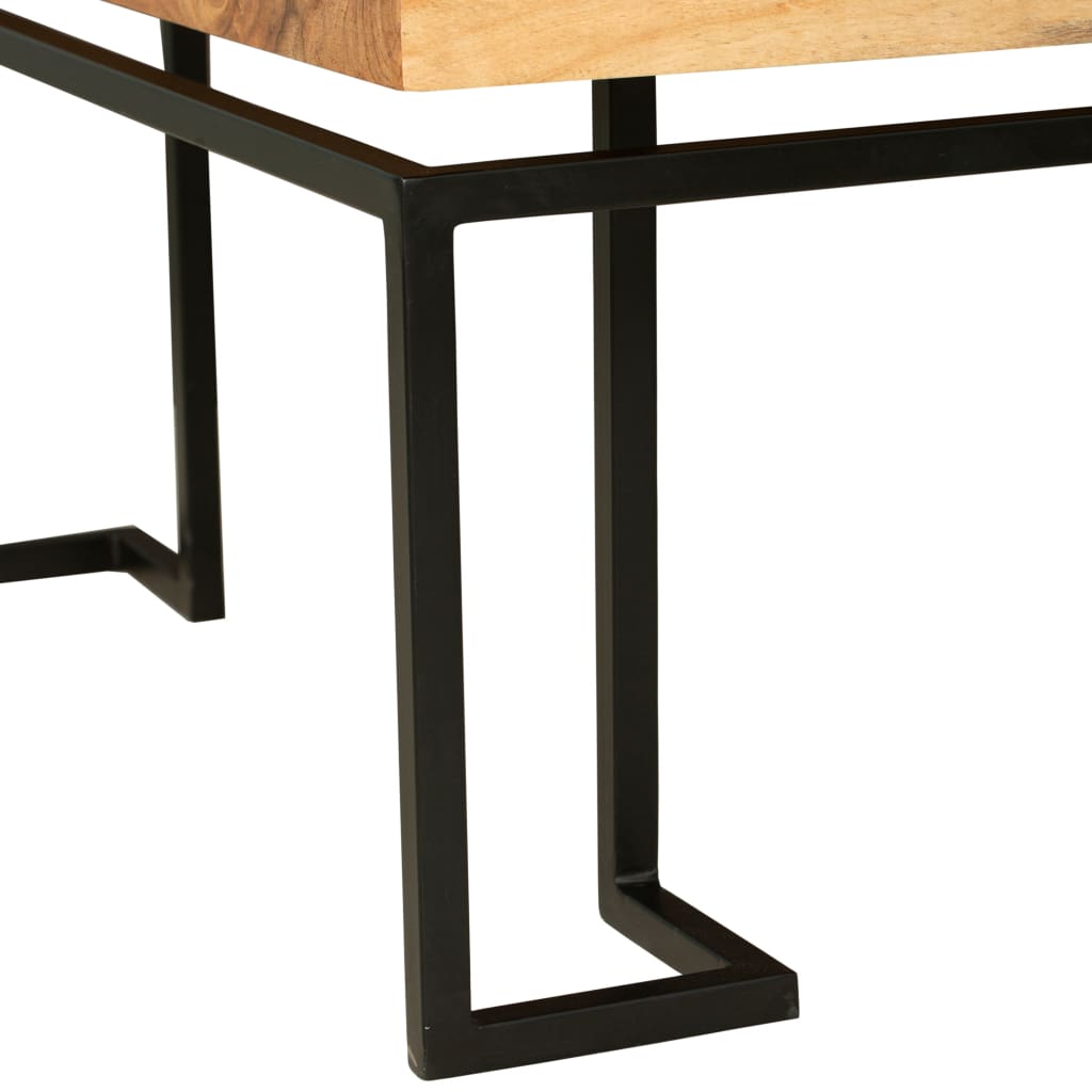 Square Coffee Table with Wooden Top and Geometric Frame Brown and Black By The Urban Port UPT-263264