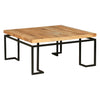 Square Coffee Table with Wooden Top and Geometric Frame Brown and Black By The Urban Port UPT-263264