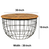 Round Mango Wood Coffee Table with Wooden Top and Nesting Basket Frame Brown and Black By The Urban Port UPT-263265