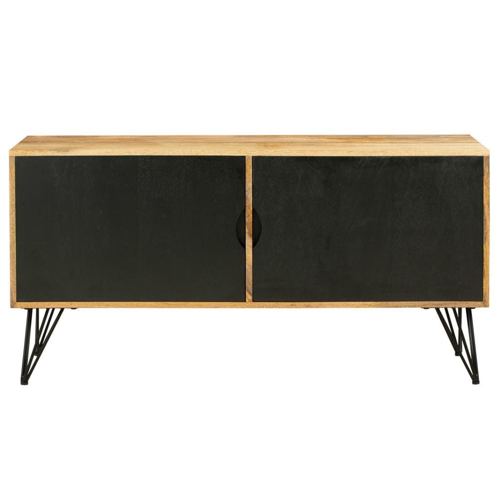 TV Entertainment Unit with 2 Doors and Wooden Frame Oak Brown and Black By The Urban Port UPT-263268