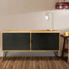 TV Entertainment Unit with 2 Doors and Wooden Frame Oak Brown and Black By The Urban Port UPT-263268