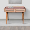 Mango Wood Farmhouse Writing Desk with 2 Drawers and Wooden Frame Oak Brown By The Urban Port UPT-263594