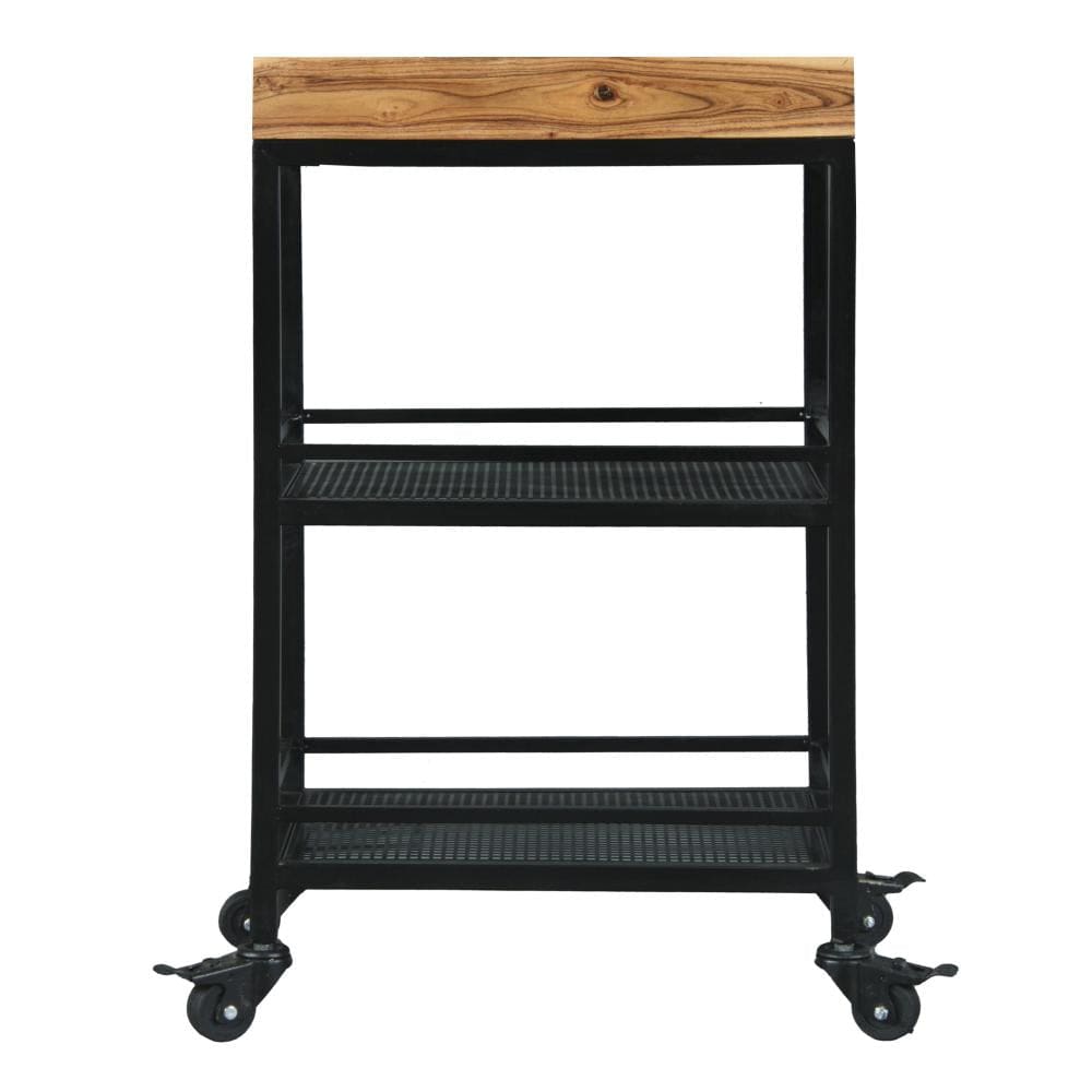 Industrial Serving Cart with 3 Tier Storage and Metal Frame Brown and Black By The Urban Port UPT-263767