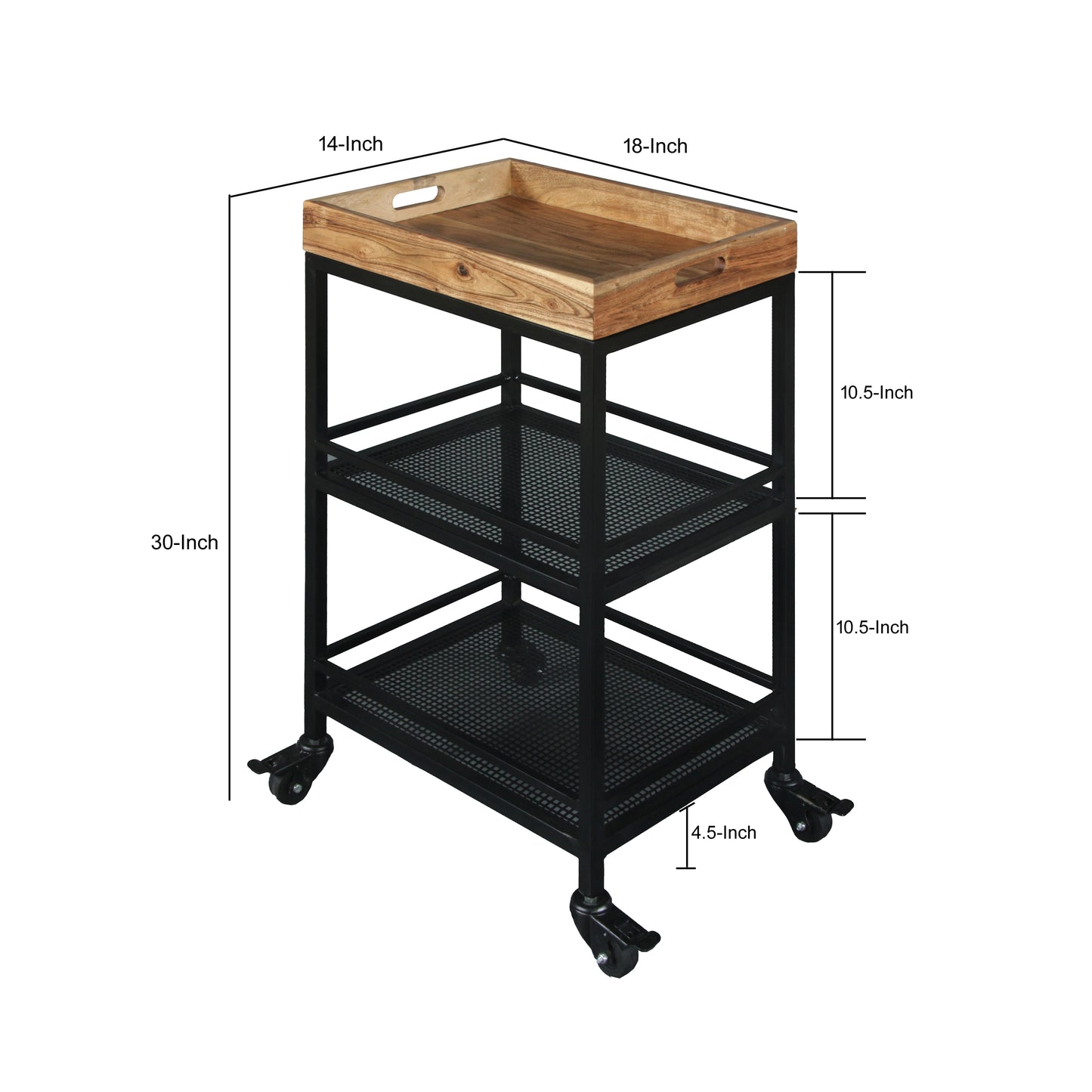 Industrial Serving Cart with 3 Tier Storage and Metal Frame Brown and Black By The Urban Port UPT-263767