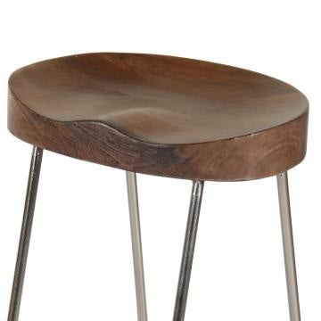 Ela Mango Wood Counter Height Stool Saddle Seat Iron Set of 2 Walnut Brown Silver By The Urban Port UPT-263790-2