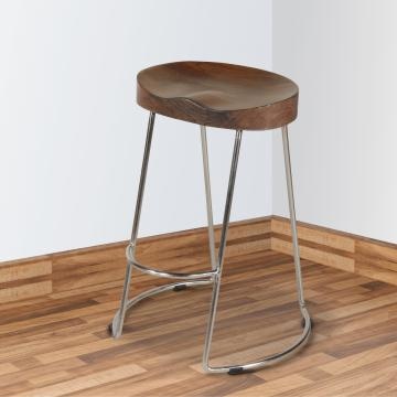 Ela Mango Wood Counter Height Stool Saddle Seat Iron Set of 2 Walnut Brown Silver By The Urban Port UPT-263790-2