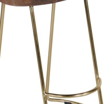 Ela Mango Wood Counter Height Stool Saddle Seat Iron Set of 2 Walnut Brown Gold By The Urban Port UPT-263792-2