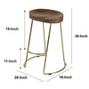 Ela Mango Wood Counter Height Stool Saddle Seat Iron Set of 2 Walnut Brown Gold By The Urban Port UPT-263792-2