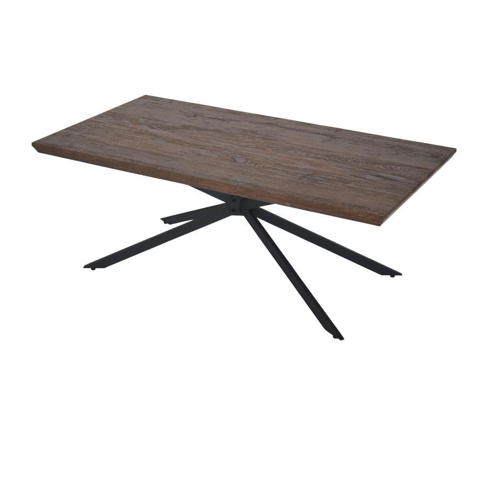 Rectangular Wooden Coffee Table with Boomerang Legs Natural Brown Sonoma and Black By The Urban Port UPT-266256