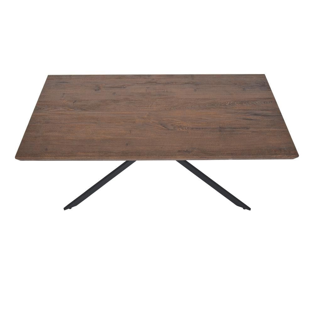 Rectangular Wooden Coffee Table with Boomerang Legs Natural Brown Sonoma and Black By The Urban Port UPT-266256