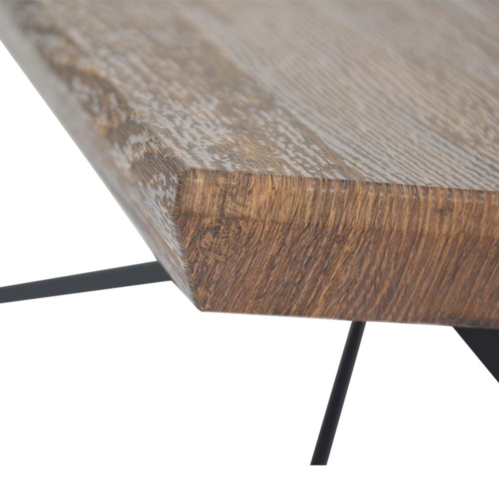 Rectangular Wooden Coffee Table with Boomerang Legs Natural Brown Sonoma and Black By The Urban Port UPT-266256