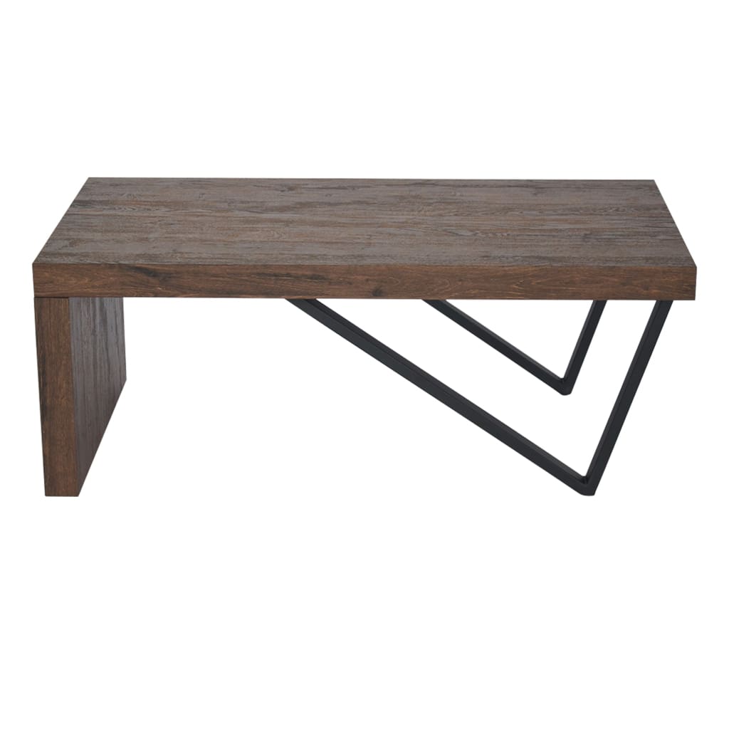 Rectangular Wooden Coffee Table with V Shape Legs Natural Brown Sonoma and Black By The Urban Port UPT-266258