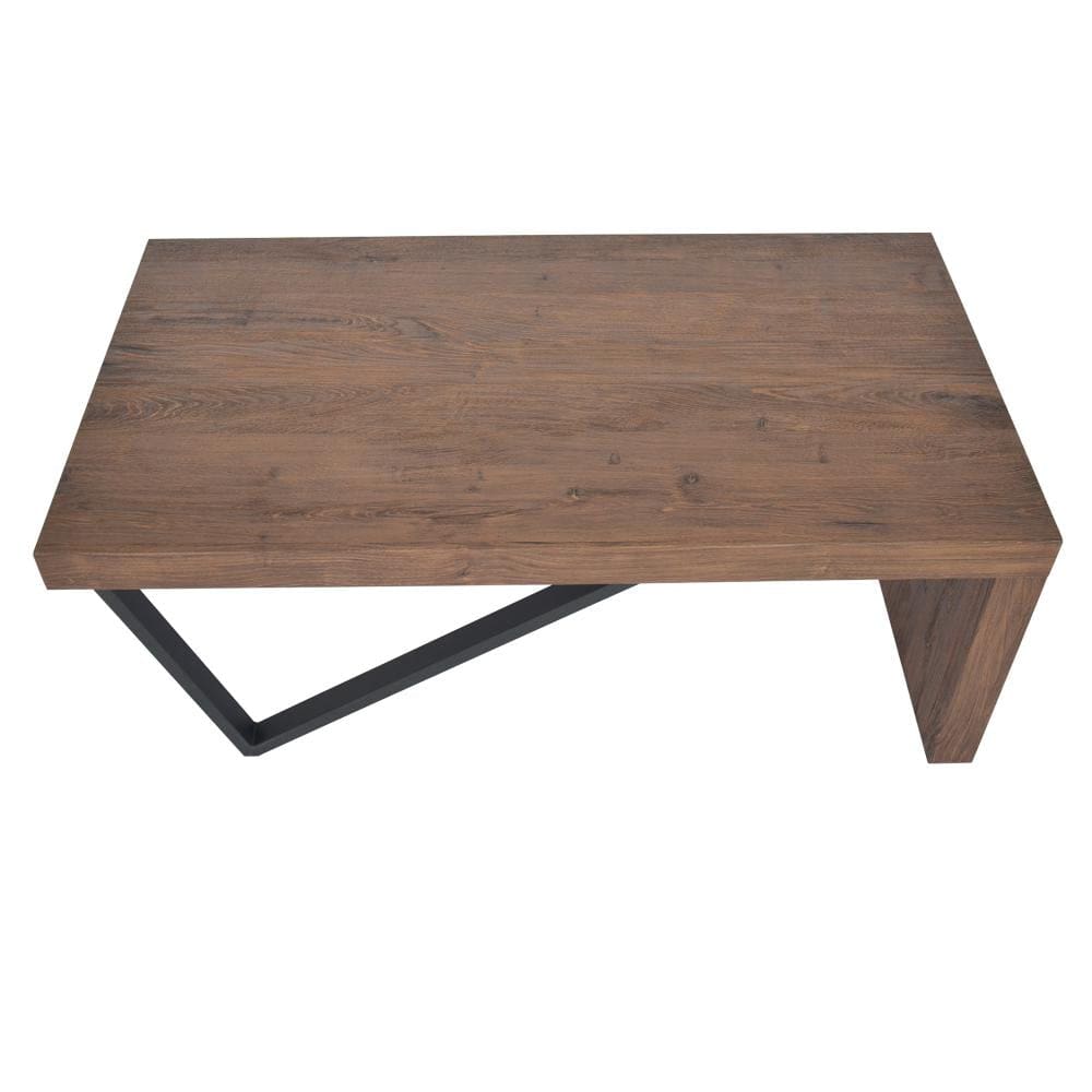 Rectangular Wooden Coffee Table with V Shape Legs Natural Brown Sonoma and Black By The Urban Port UPT-266258