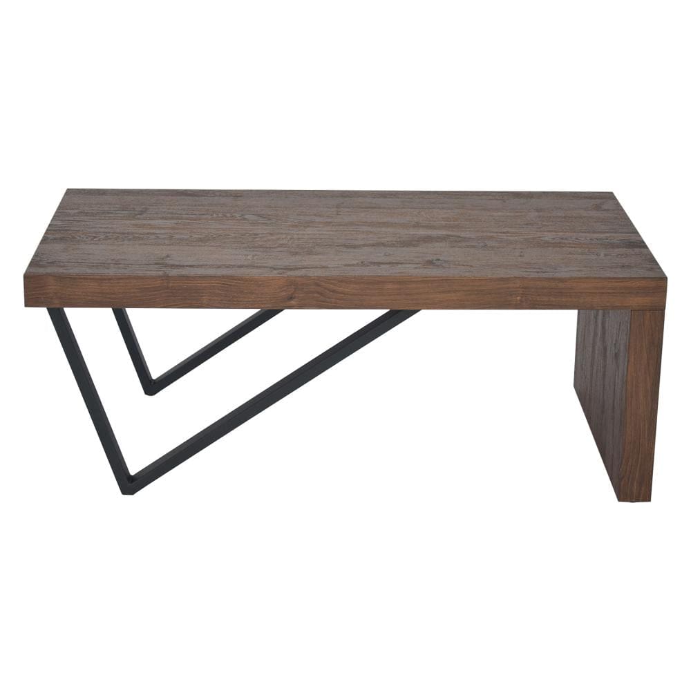 Rectangular Wooden Coffee Table with V Shape Legs Natural Brown Sonoma and Black By The Urban Port UPT-266258