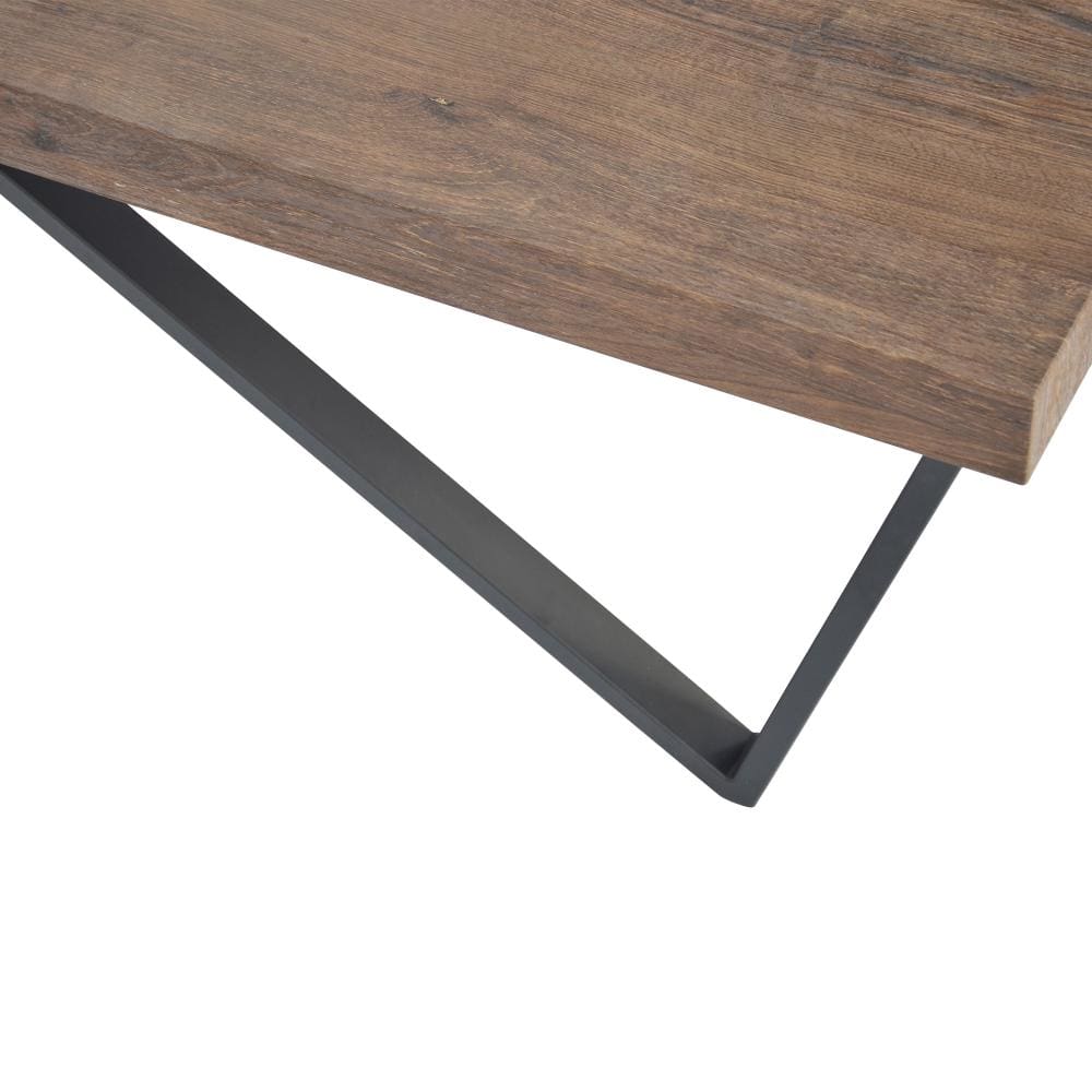 Rectangular Wooden Coffee Table with V Shape Legs Natural Brown Sonoma and Black By The Urban Port UPT-266258