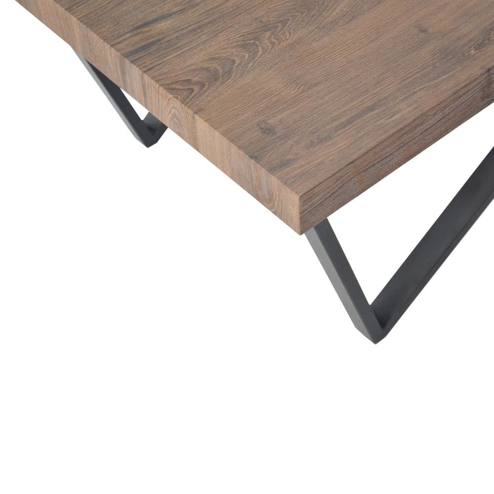 Rectangular Wooden Coffee Table with V Shape Legs Natural Brown Sonoma and Black By The Urban Port UPT-266258