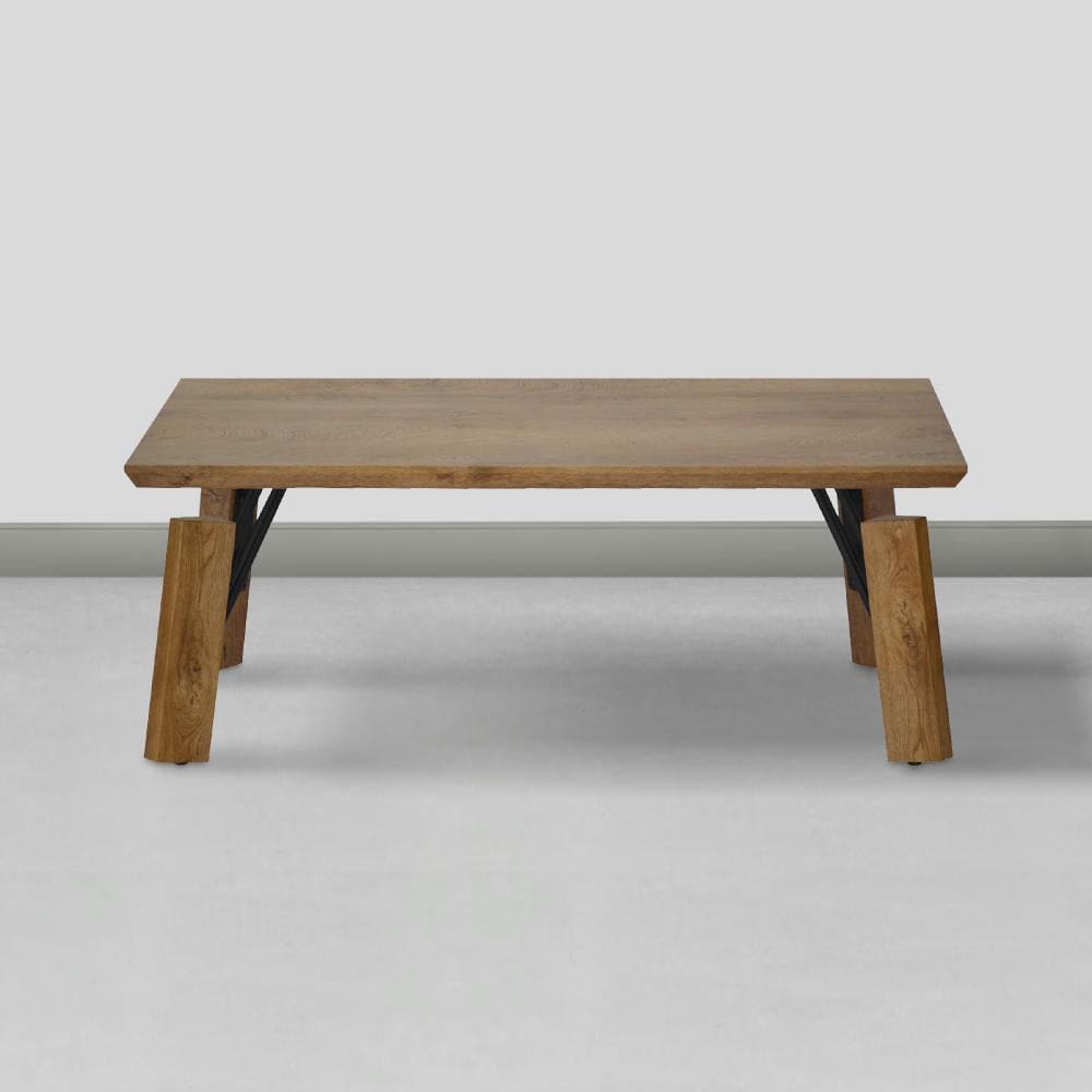 Rectangular Wooden Coffee Table with Block Legs Natural Brown By The Urban Port UPT-266259