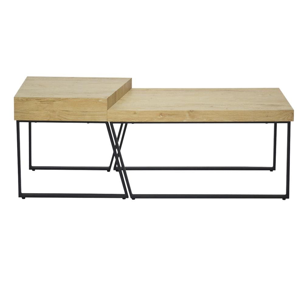 Rectangular Wooden Coffee Table with Metal Frame Oak Brown and Black By The Urban Port UPT-266260