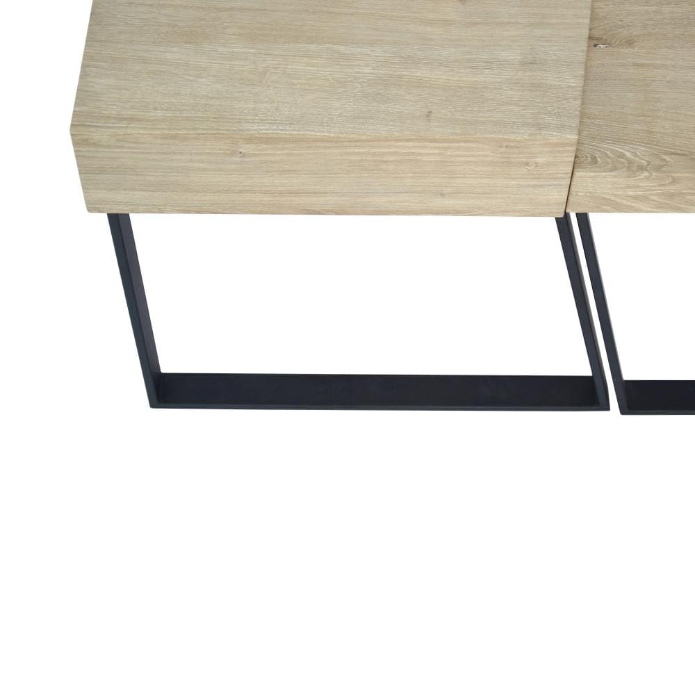 Rectangular Wooden Coffee Table with Metal Frame Oak Brown and Black By The Urban Port UPT-266260