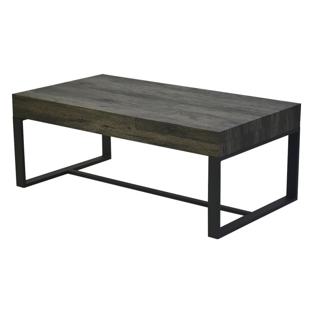 Rectangular Wooden Coffee Table with Hidden Storage and Metal Sled Base Gray and Black By The Urban Port UPT-266261