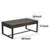 Rectangular Wooden Coffee Table with Hidden Storage and Metal Sled Base Gray and Black By The Urban Port UPT-266261