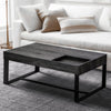 Rectangular Wooden Coffee Table with Hidden Storage and Metal Sled Base Gray and Black By The Urban Port UPT-266261