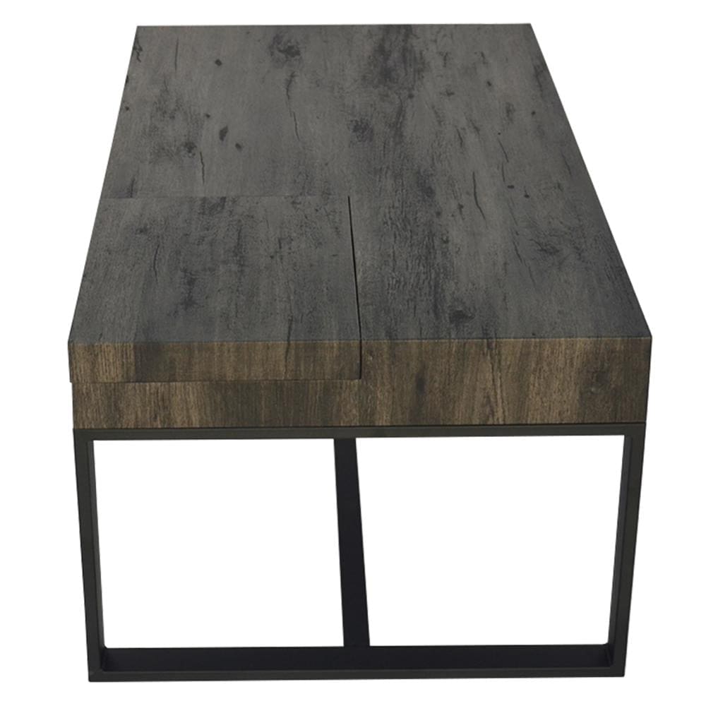 Rectangular Wooden Coffee Table with Hidden Storage and Metal Sled Base Gray and Black By The Urban Port UPT-266261