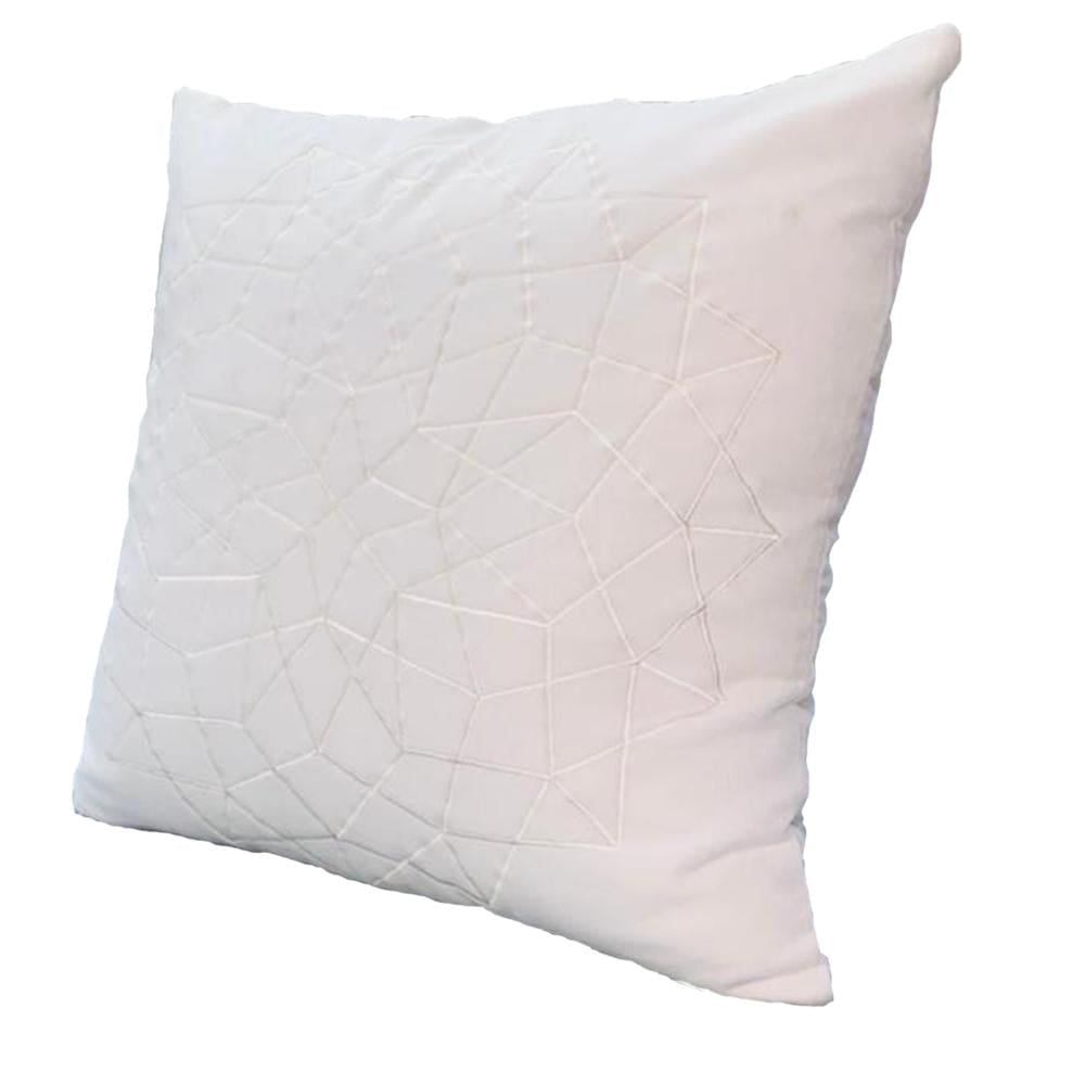 Hugo 20 x 20 Square Accent Throw Pillow Embroidered Geometric Abstract Pattern With Filler White By The Urban Port UPT-266358