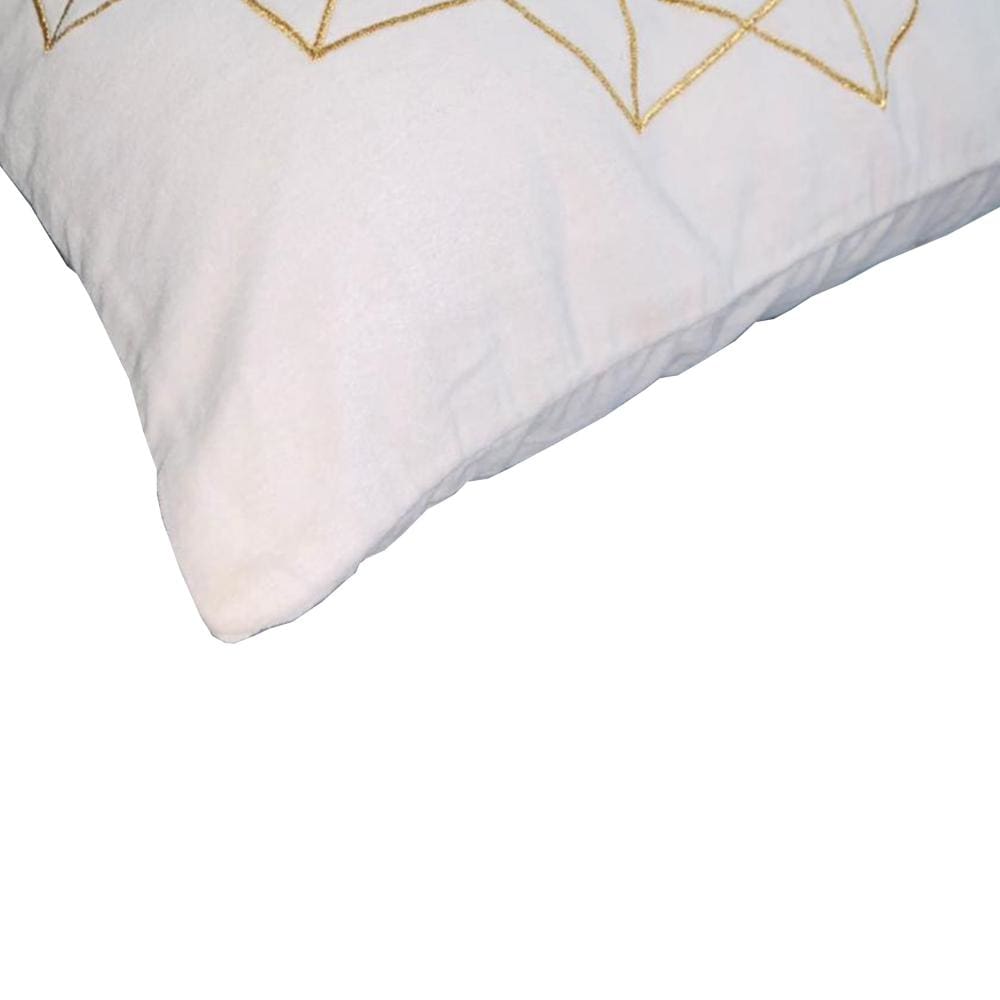 Hugo 20 x 20 Square Accent Throw Pillow Embroidered Geometric Abstract Pattern With Filler White Gold By The Urban Port UPT-266359