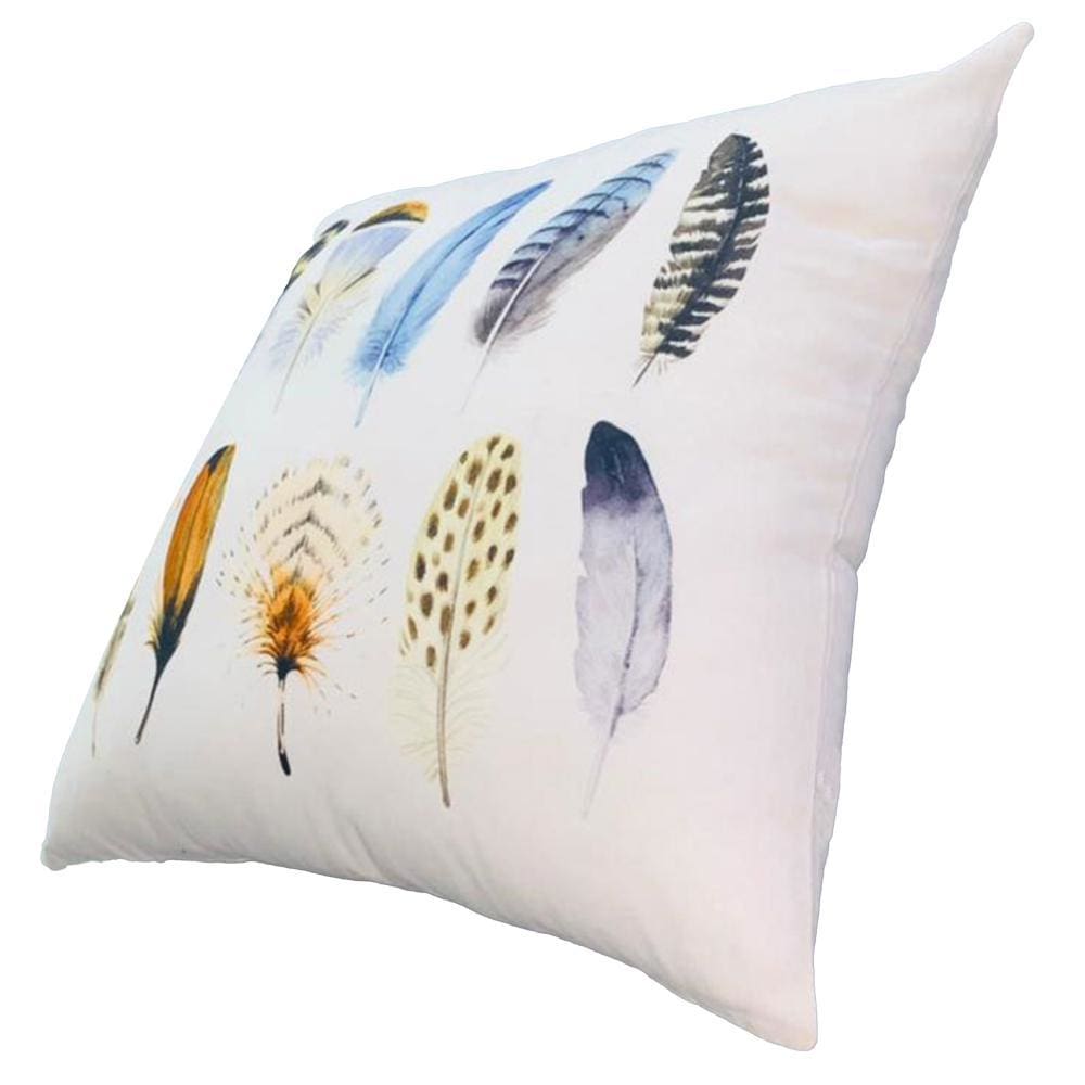 20 x 20 Modern Square Cotton Accent Throw Pillow Printed Feather Patterned Design White Multicolor By The Urban Port UPT-266361