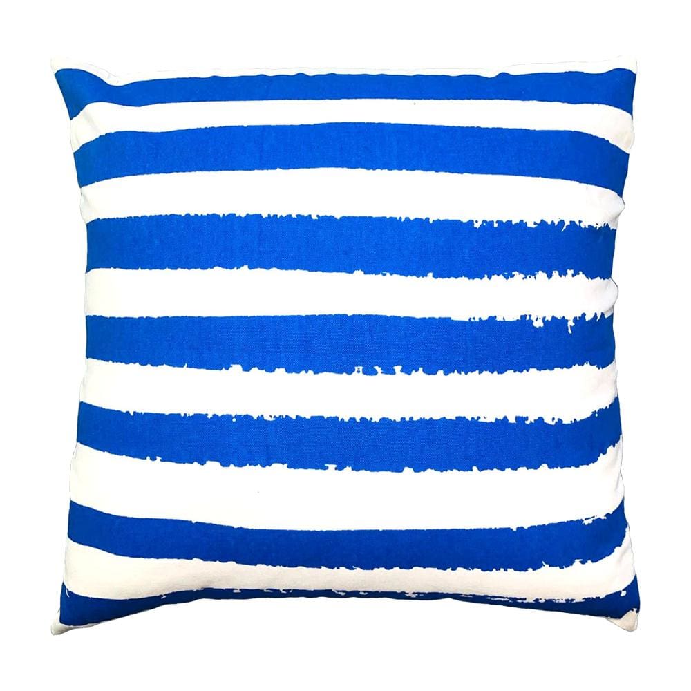 20 x 20 Modern Square Cotton Accent Throw Pillow, Screen Printed Stripes Pattern, Blue, White By The Urban Port