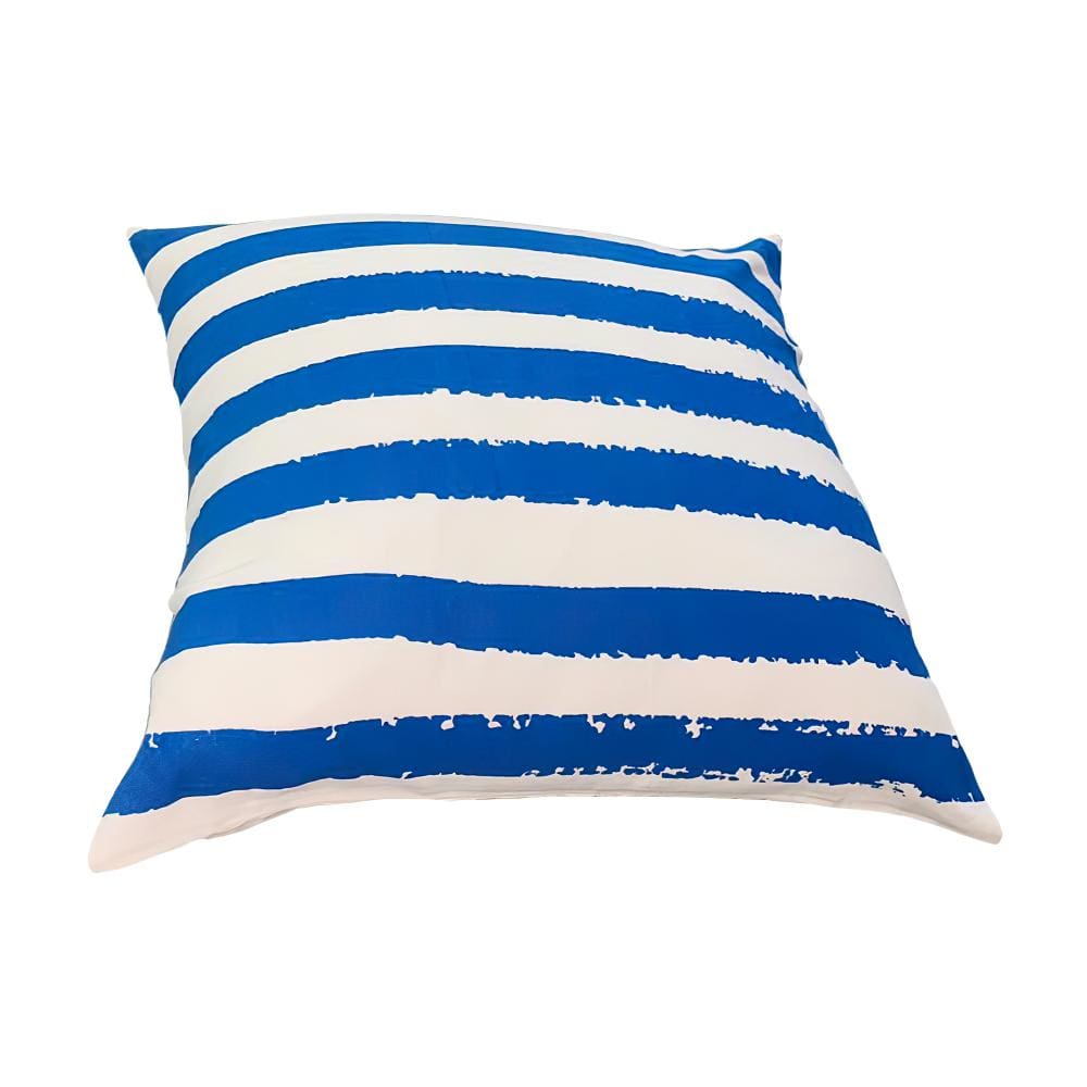 20 x 20 Modern Square Cotton Accent Throw Pillow Screen Printed Stripes Pattern Blue White By The Urban Port UPT-266362