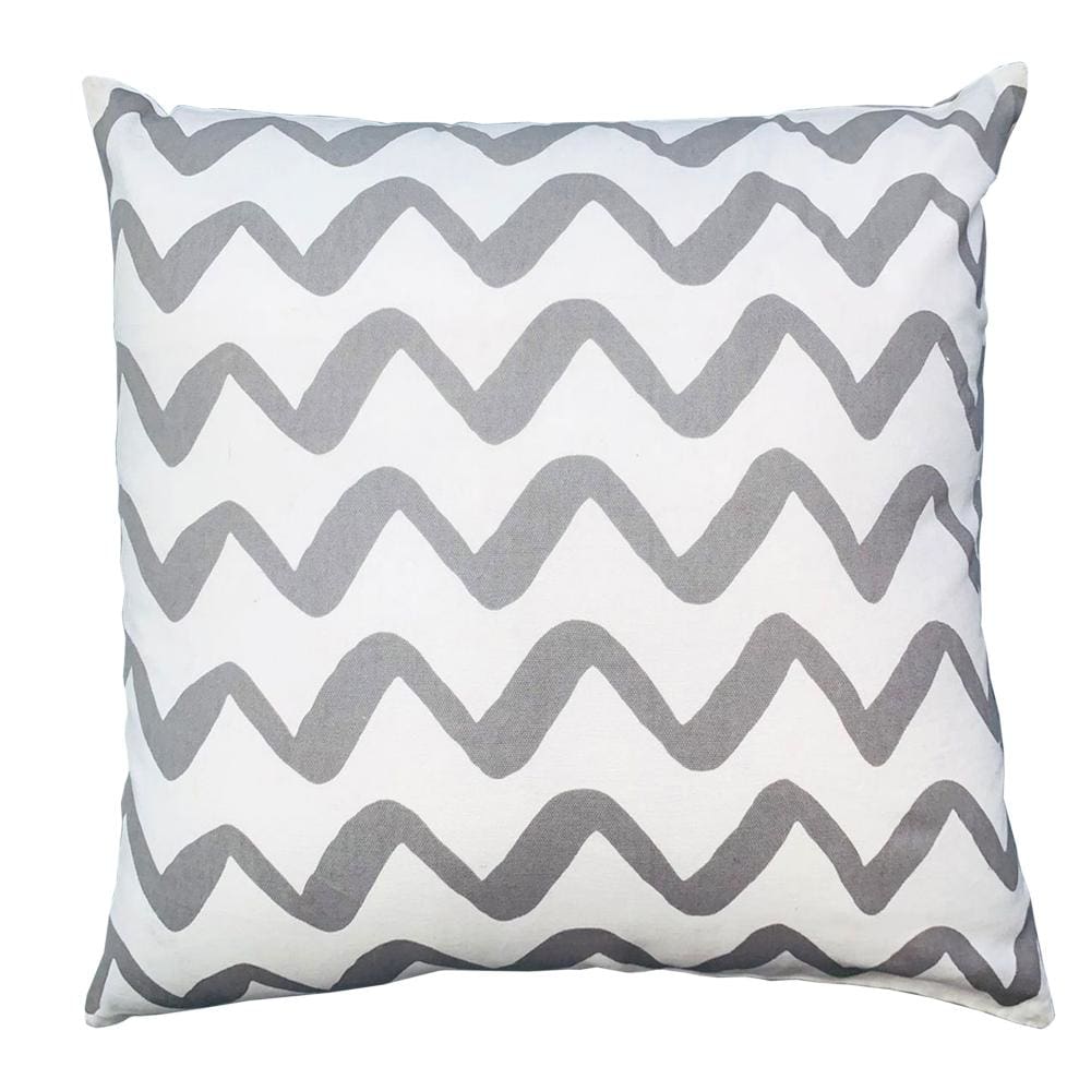 20 x 20 Modern Square Cotton Accent Throw Pillow, Simple Chevron Pattern, Gray, White By The Urban Port