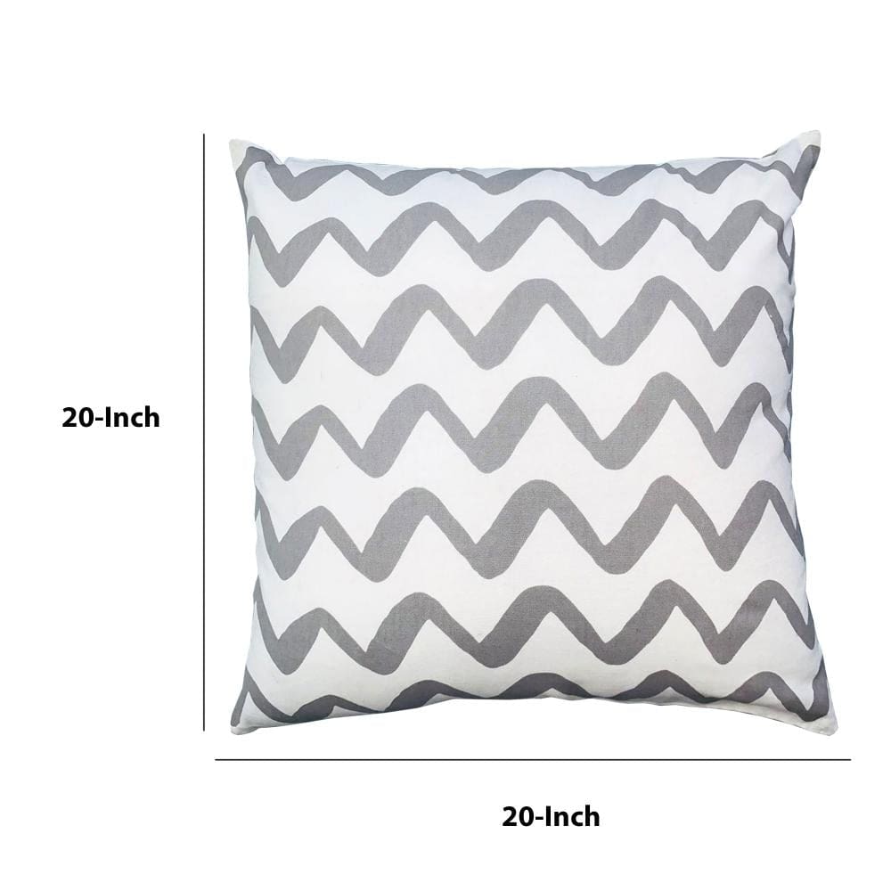 20 x 20 Modern Square Cotton Accent Throw Pillow Simple Chevron Pattern Gray White By The Urban Port UPT-266363