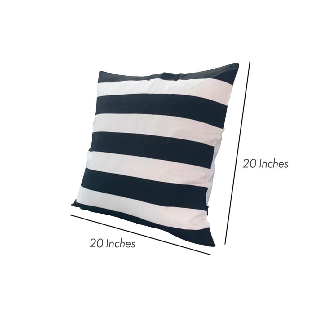 20 x 20 Modern Square Cotton Accent Throw Pillow Classic Block Stripes Black White By The Urban Port UPT-266365