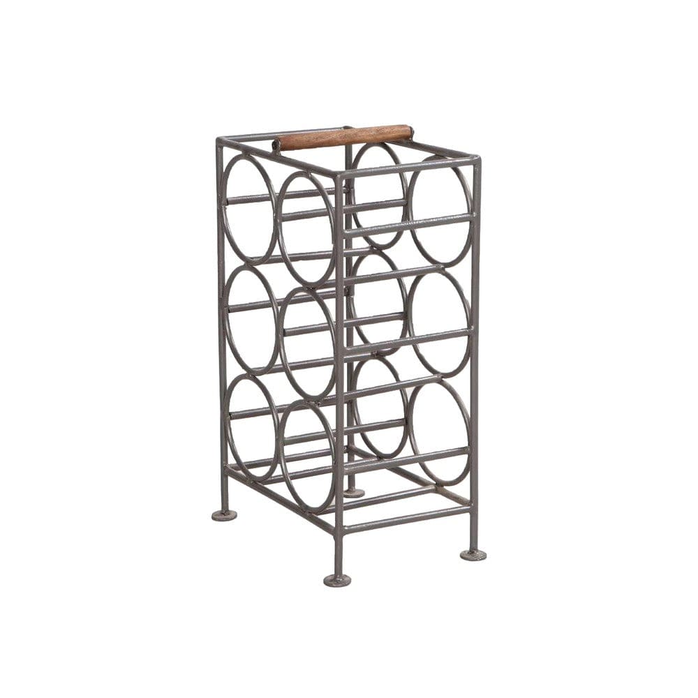 17 Inch Industrial Wine Rack Holder Rectangular Iron Frame 6 Bottle Storage Gunmetal Gray By The Urban Port UPT-266371