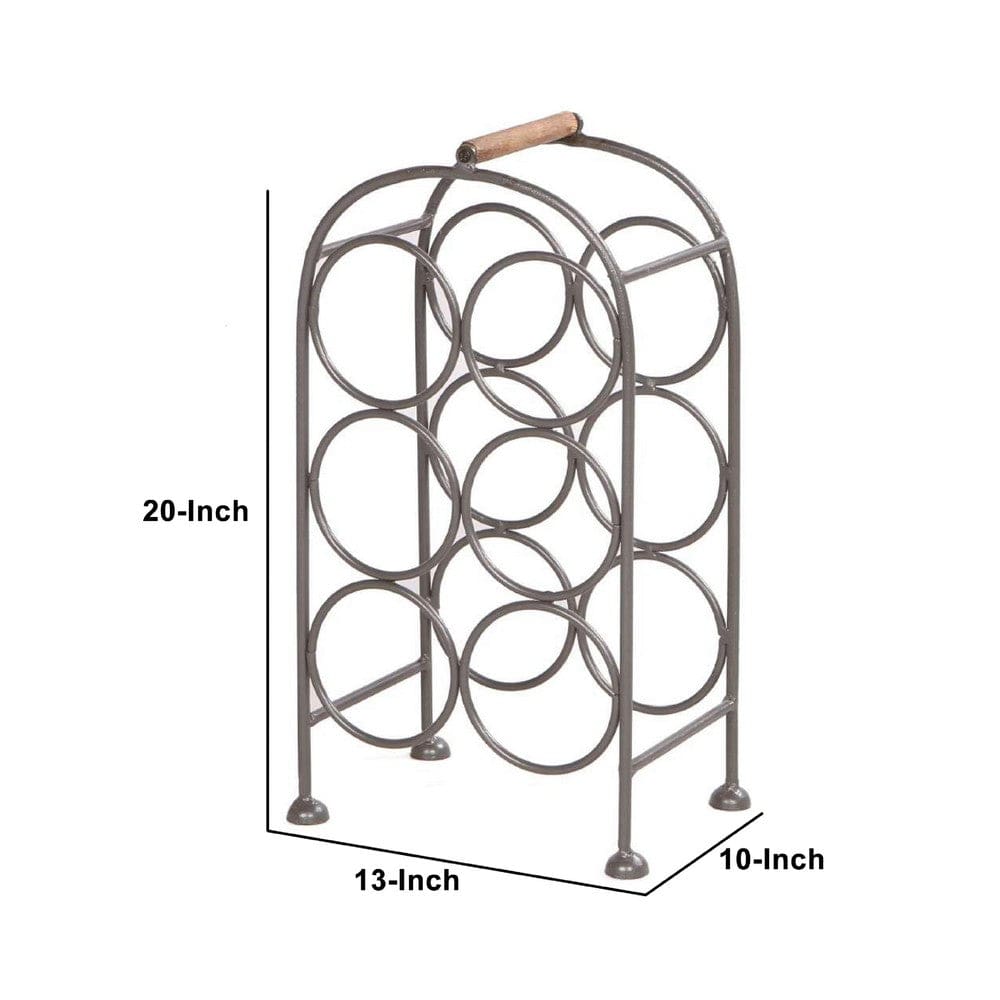 20 Inch Industrial Wine Rack Holder Arched Iron Frame 6 Bottle Storage Gunmetal Gray By The Urban Port UPT-266372