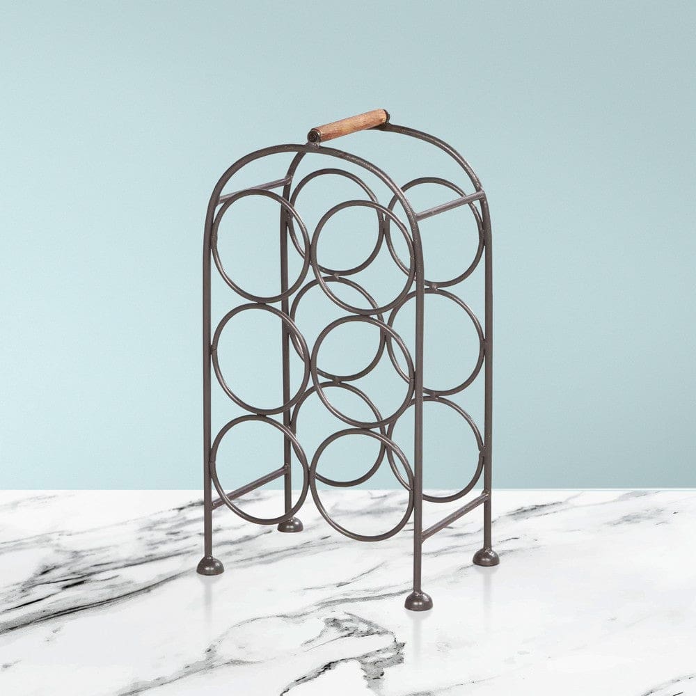 20 Inch Industrial Wine Rack Holder Arched Iron Frame 6 Bottle Storage Gunmetal Gray By The Urban Port UPT-266372