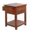 22.5 Inch Acacia Wood Rectangular End Side Table 1 Drawer Open Shelf Walnut Brown By The Urban Port UPT-266376