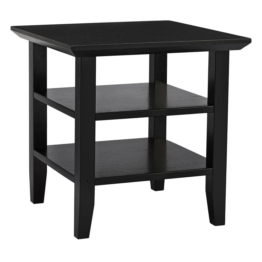 Wooden Square End Table with 2 Bottom Shelves Black By The Urban Port UPT-266384